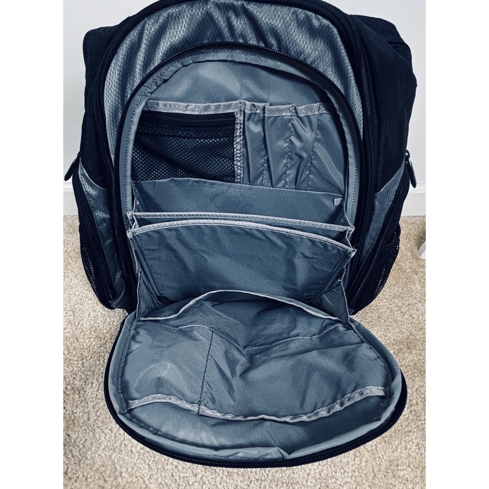 Samsonite Black Gray 17" Sport Backpack 2 Strap Men's Nylon Bag - Picture 11 of 16